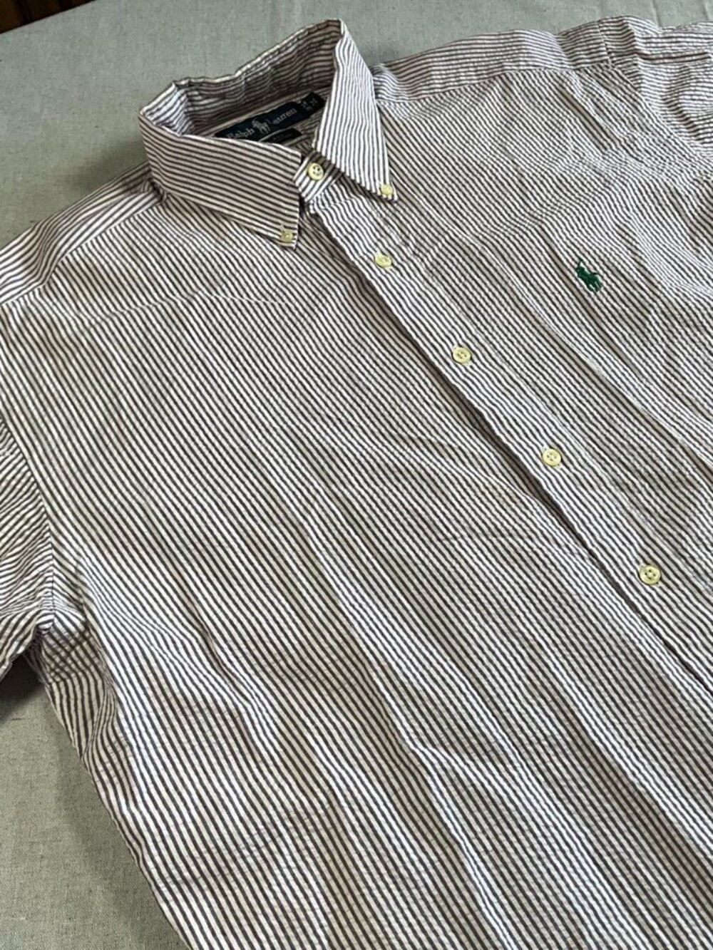 VTG Mens Ralph Lauren Purple White Gingham Blake Cotton Short Sleeve Shirt (M)